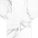 Inno Stickers Stone Backsplash Tile for Kitchen Peel and Stick,Long Hexagon Self Adhesive Tiles, White Carrara Marble Stick on Decorative Wall Tile for Kitchen, Bathroom, Fireplace, 36 Sheets