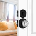 Crystal Glass Passage Door Knob and Single Cylinder Deadbolt Combo Set, Matte Black Finish, Keyed Alike