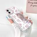 3 x NITITOP Compatible with iPhone 11 Case Cute Mirror Bow Love Heart Pattern for Women Girls Ribbon Design Shockproof Silver Protective Phone Cover - Light Pink Bow
