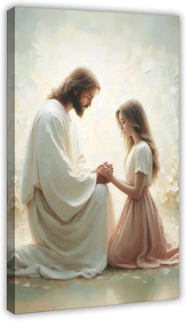 Jesus Christ Canvas Wall Art Christian Religious Poster Inspirational Scripture Prints for Home Living Room Bedroom Decor Frame-style 08x12inch(20x30cm)