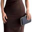 Women's Sexy Ruched Bodycon Midi Dresses Elegant Sleeveless Round Neck Split Party Dress, Small