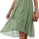 PRETTYGARDEN Women's Floral Wrap V-Neck Midi Dress Short Sleeve Boho Summer Beach Long Dress High Low Hem Smocked Dress Women (Green, M)