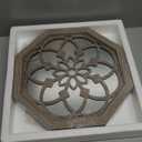 2 PCS Octagon Wall-Mounted Mirrors,Vintage Farmhouse Mirror for Wall Decor,Barn Wood Color Decorative Accent Mirror for Foyer, Bathroom, Bedroom. (12x12)