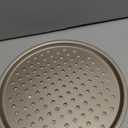 Bakeley 12-inch Air Crisp Perforated Pizza Pan with Hole, Heavy Duty Carbon Steel, Non-Stick Pancake Bakeware for Oven Baking (Champagne Gold)
