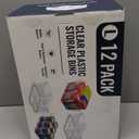 12 PACK Multi-Use Clear Plastic Storage Bins for Organizing w/Labels - Home, Kitchen, Pantry, Bathroom, Office, Cabinet Shelf Organizer Bins - SOHO Collection, RV, Fridge Organization Containers - L