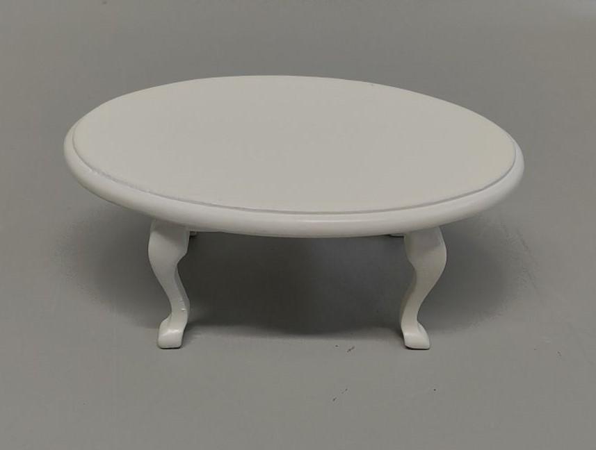 Miniature Furniture End Table 1/12 Dollhouse Side Table Miniature Room Ornaments Living Room Bedroom Library Scene Decoration (White)