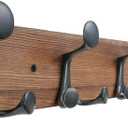 SKOLOO 43-Inch Wood Coat Rack Wall Mount with 8 Triple Hooks - Ideal for Family Entrances, Classrooms, and Pet Supplies Storage - Perfect Coat Hooks for Wall,Charred Golden Brown