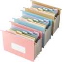 Wheat Straw Expanding Hanging File Folders, 3 Color File Organizer, 1.2" Accordion Pockets, Large Capacity, Letter Size for Filing Cabinet, 100% BPA Free, Return to Nature, Healthy Living (Yellow & Blue & Pink)