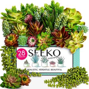 Succulents Plants Artificial 28 Pcs Realistic Premium Fake Succulents Faux for Indoor Outdoor UV Resistant DIY Home Office Decor