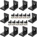 BLCCLOY 10Pcs 2020 Aluminum Extrusion T Slot Corner Bracket 20 Series Extruded Hardware L Connector with M5 Nuts Bolts for 20/20 20mm T V Slot Black Aluminum Profile Rail Accessories