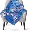 Hawaii Floral Blue Throw Blankets All Season Ultra Soft Warm Hawaiian Tropical Aloha Pattern Fleece Blanket for Home Bed Sofa Couch Chair Outdoor Travel Camping 40x30 Inch