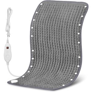 Snailax Heating Pad & Foot Warmer with 6 Temperature Settings & Auto Shut Off, 17x33, Washable Fast Heated Pads for Back Pain Relief,Abdomen,Feet,Back,Cramp(Grey)