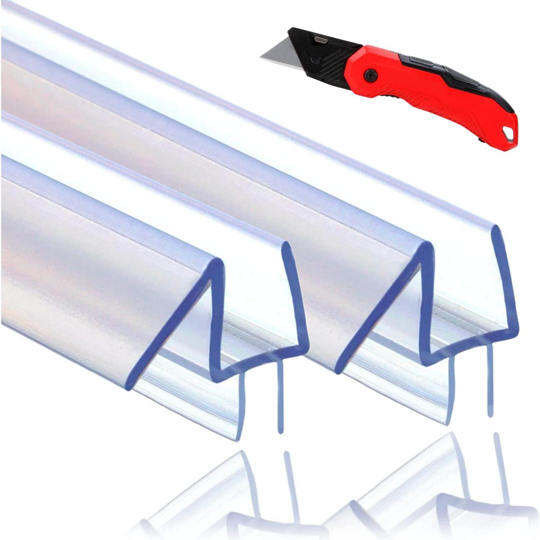 Caresome 2-Pack Shower Door Bottom Seal (3/8in)-Inch Glass, 39inLength - Sweep to Create a Water Barrier Frameless Design Stop Leaks Strip