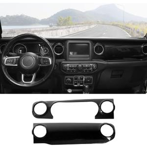 RT-TCZ Carbon Fiber Center Console Trim Cover Dashboard Control Panel Cover Decorative Interior Accessories for Jeep Wrangler JL JLU & Gladiator JT 2018-2023