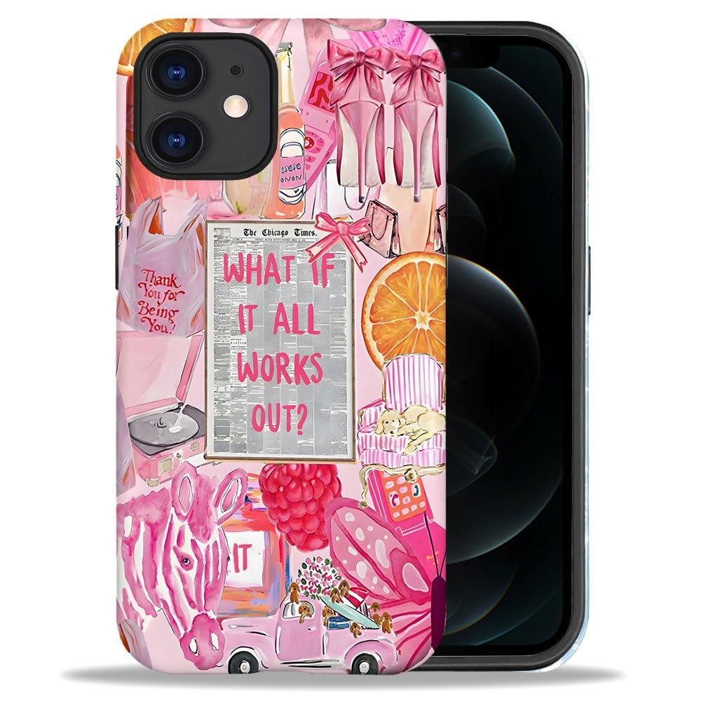 Compatible with iPhone 15 Plus,Anti-Scratch Frosted Case Cover,Pink Zebras Collage