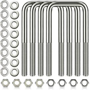 4 Pcs Hotop 304 Stainless Steel Square U-Bolt Boat Trailer U-Bolts with Washers and Nuts l Heavy Duty U Bolt for Sailboat Trailer Automobiles Industrial Part (1/2 D x 3 1/16 W x 5 5/16 Inch)