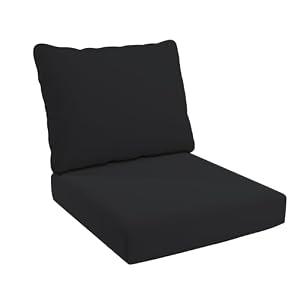 California Umbrella Outdoor Deep Seat, Patio Seat Cushion, 24 x 48 Inch, Premium Outdoor Memory Foam, Fade Resistant, Sunbrella Fabric, Black