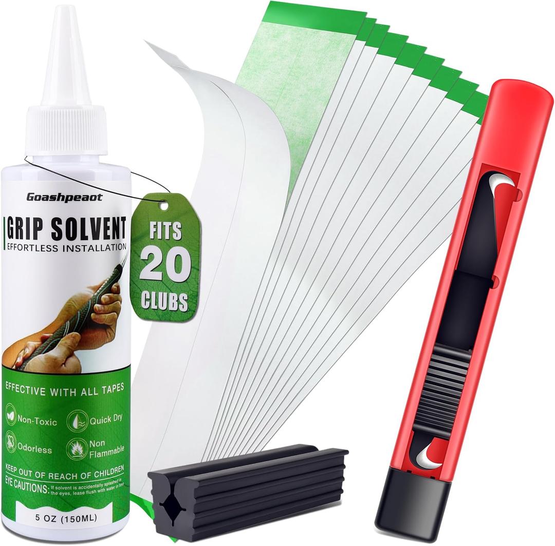 Regripping Fits 20 Golf Clubs Professional Golf Grip Kit, Inlcudes 5 oz Solvent and 20 Double Coated Tapes, Hook Knife, Rubber Vise Clamp