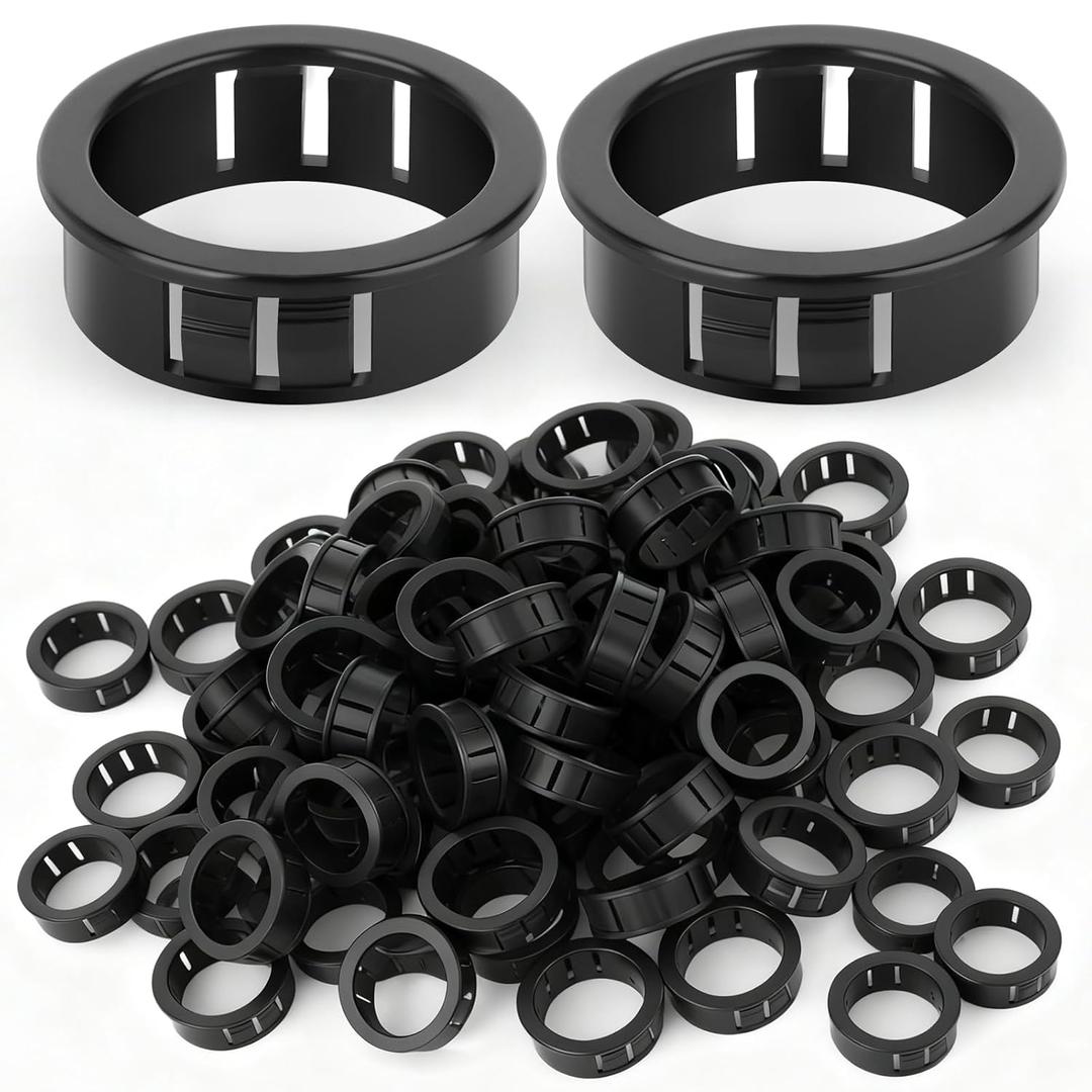 150PCS 3/4" Black Cable Snap Bushing Grommet, Snap in Cord Bushing Protect Cables