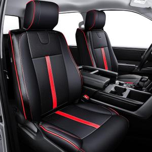 Carlimeki Leather Seat Covers Custom Fit for Tundra 2026 2025 2024 2023 2022 CrewMax SR, SR5, Limited, Platinum, 1794 Edition, TRD Pro, Capstone - Carbon Fiber - Premium Faux Leather Fully Covered