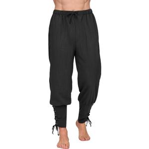 Spooktacular Creations Men Medieval Renaissance Pants, Ankle Banded Pirate Pants, Viking Costume Men for Halloween Party, Size XL