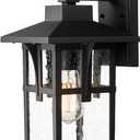 zeyu Farmhouse Outdoor Wall Light, Exterior Wall Sconce Lighting for Front Porch Garage, Die-Cast Aluminum with Seeded Glass, Black Finish, ZX1B BK