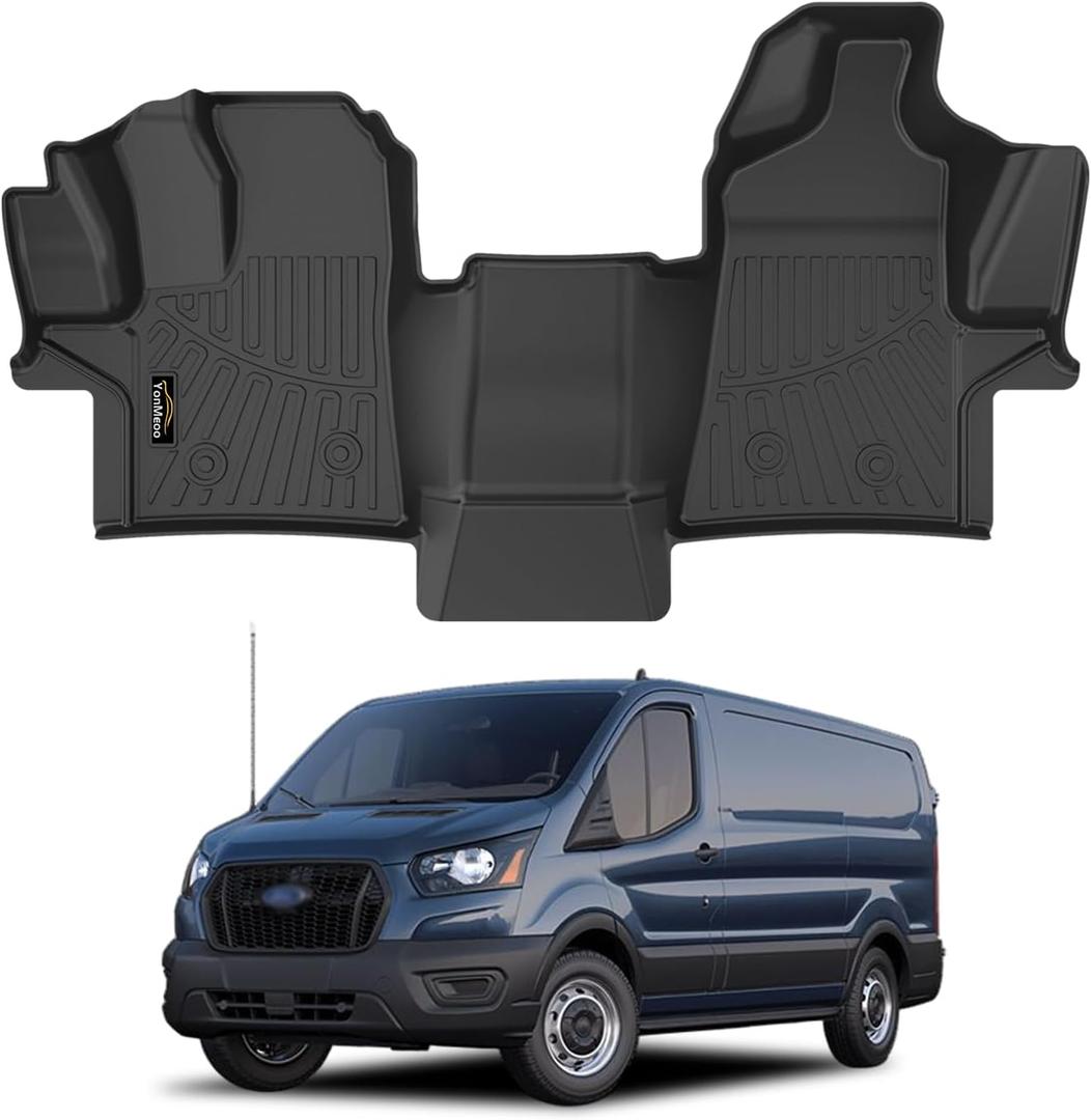 Floor Mats Custom for Ford Transit 2022-2025 2026 | (All Models w/Vinyl Floors) All Weather TPE Rubber 1st Row Anti-Slip Floor Liners for Ford Transit 150 250 Accessories- 1 PCS