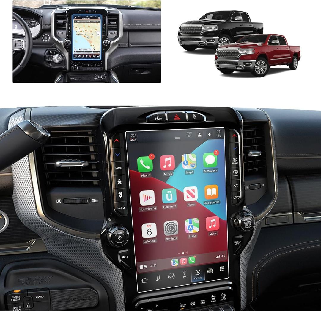 BSTW Ram Screen Protector 12 Inch Matte for 2019-2026 Dodge Ram 1500 2500 3500 Uconnect 12 In Touchscreen Ram Pickup Truck Accessories 9H Anti-Fingerprint & Glare Tempered Glass Film