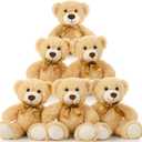 MorisMos Teddy Bear Bulk Packs - 6 Small Stuffed Animals for Baby Shower, Wedding Party - Light Brown