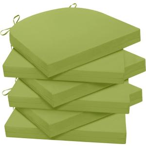 Wellsin Outdoor Chair Cushions for Patio Furniture - Patio Chair Cushions Set of 6 - Water Resistant Round Corner Outdoor Seat Cushions 17"X16"X2", Grass Green
