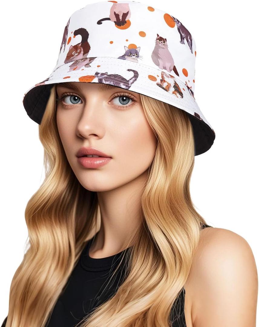 DOCILA Bucket Hat for Women Animal Print Reversible Fisherman Hats Packable All Seasons Sun Protection Caps