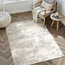 Modern Abstract Beige Gray Area Rug 3x5 Entryway Machine Washable Office Carpet Kitchen Door Mat Indoor Accent Throw Low Pile Non Slip Distressed Living Dining Laundry Room Bedroom