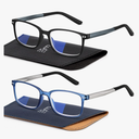 EASY READ 2 Pairs Sporty Style Reading Glasses for Men，Rectangular TR90 Blue Light Blocking Readers with Spring Hinge