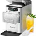Nugget Ice Maker 40lbs/Day, Countertop Ice Maker Soft Chewable Ice, Ice Makers One-Click & Self-Cleaning, Crushed Pellet Ice Machine with Scoop&Basket for Home/Kitchen/Office, Stainless Silver