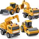 KukuFun 4-Pack Truck Toys for Boys 3-5 Year OldConstruction Sandbox Toy Set with ExcavatorIndoor/Outdoor Sand Toys for Kids Toddlers Girls Age 3-8Birthday Gifts, 8.3 inches