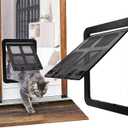Dog Cat Door for Screen Door with Magnetic Flap Lockable, Magnetic Closure Sturdy Screen Pet Door for Existing Sliding Door, Window (S (Inside Size: 9.4"*7.4"), Black)
