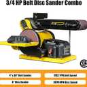Woodskil 4.3A Belt Sander, 4 x 36 in. Belt & 6 in. Disc Sander, Double Dust Exhaust Port, Steel Base, 2Pcs Sandpapers Included