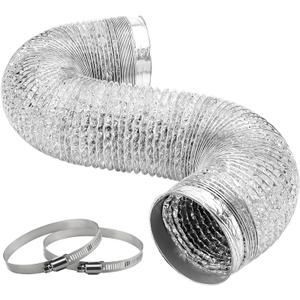 Vrurc Dryer Vent Hose, 4 Inch 4.92 FT Flexible Aluminum Thickened Vent Hose, with Stainless Steel Clamps, for Dryer Venting Laundry Room