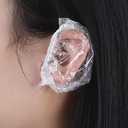62PCS Ear Protector Caps Disposable Elastic Clear Shower Water Ear Covers Large For Hair Dye, Shower, Bathing, Spa Home Use Hotel and Hair Salon