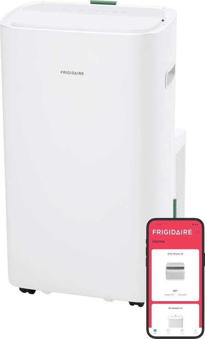 Frigidaire 3-in-1 Smart Portable Room Air Conditioner with Wi-Fi 14,000 BTU (ASHRAE) / 10,000 BTU (DOE), Cools Up to 700 Sq. Ft., Quiet Operation, White