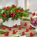 Pinkunn 100 Pcs Mini Resin Cardinal Bird Figurines Decoration Tiny Red Cardinal Bird Figurines Christmas Ornaments for Gift Xmas Miniature Garden Crafts Cake Topper Christmas Decoration