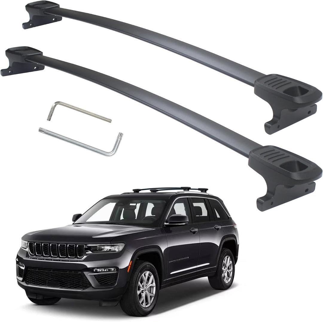 Heavy Duty 300lb Loading Weight Roof Rack Crossbars Compatible for Jeep Grand Cherokee L 2021-2026 and 2022 2023 2024 2025 2026Grand Cherokee WL Anti-Corrosion,Full Aluminum Black Matte