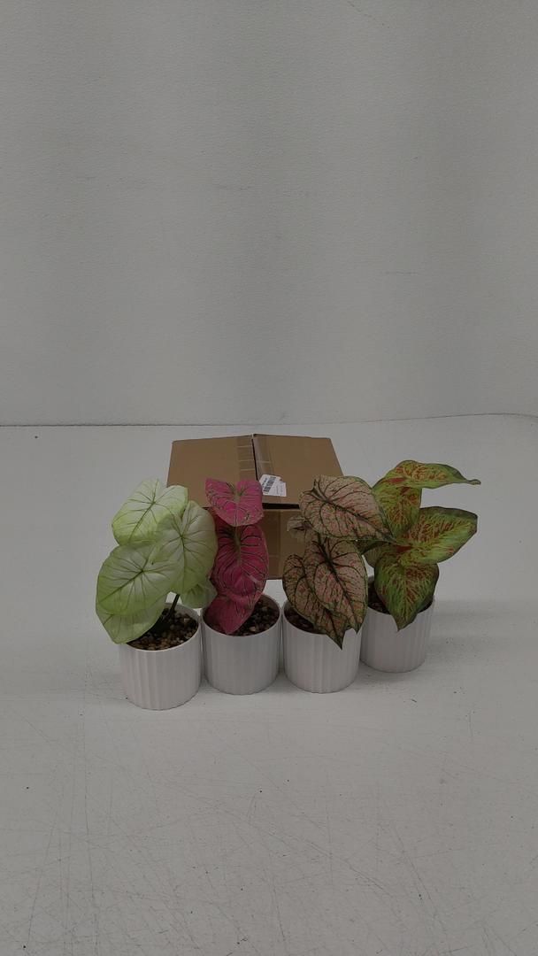 Set of 4 Realistic Artificial Plants Fake Greenery Small Potted for Farmhouse Kitchen Table Centerpieces Home Office Shelf Desk Decor