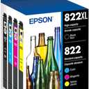 EPSON 822 DURABrite Ultra Ink High Capacity Black & Standard Color Cartridge Combo Pack (T822XL-BCS) Works with WorkForce Pro WF-3820,3823, 4820, 4830, 4833, 4834