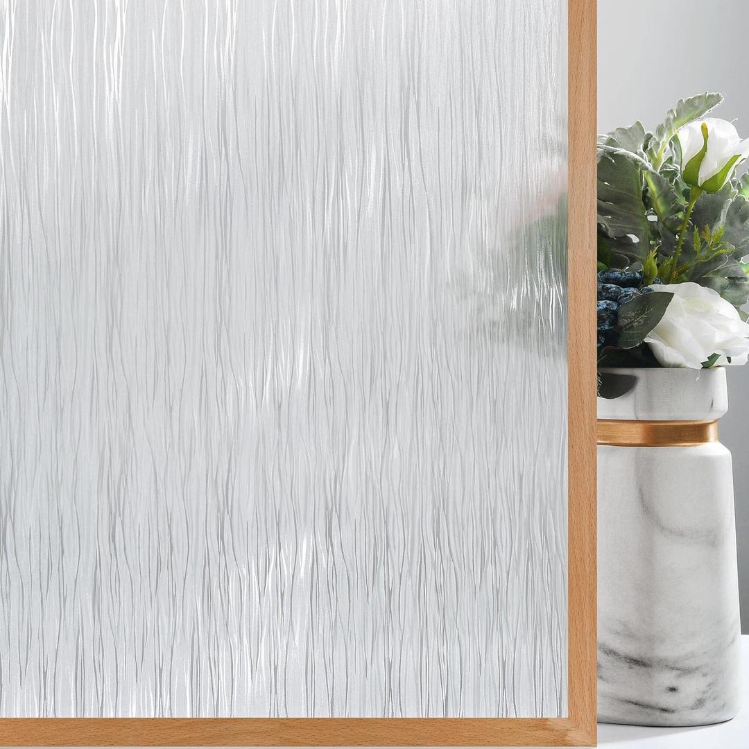 VELIMAX Frosted Window Privacy Film Non Adhesive Window Cling Removable Glass Covering Clear Water Opaque Window Film for Home Anti UV 23.6x78.7 inches