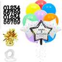 Sparkle and Bash Customizable Happy Birthday Foil Star and Latex Balloons for Decor (43 Pieces)