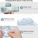 FYY Weekly Pill Organizer with Labels,8 Compartments Travel Daily Pill Case Airtight Moistureproof Large Pill Box to Hold Vitamins, Fish Oil, Supplements,Cotton Swab and Bandages-Blue