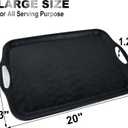 Extra Large Serving Tray with Handles, 20x13 inch, Set of 2 Melamine Platters for Serving Food, Turkey, Cookie, Rectangular Trays for Eating, Raised Dots Matt Finished, Dishwasher Safe, Black
