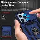Phone Case for iPhone 13 Pro with Camera Lens Cover HD Screen Protector,Military Grade Ring Car Mount Kickstand Hybrid Hard PC Soft TPU Shockproof Protective Blue