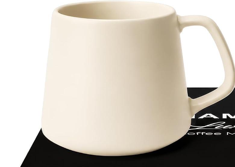 MIAMIO - Coffee Mugs Set of 2 / Large Ceramic Coffee Cups (14 oz) - Mug for Cappuccino, Tea, Espresso - Microwave and Dishwasher Safe - Luxe Collection (Cream Rose)